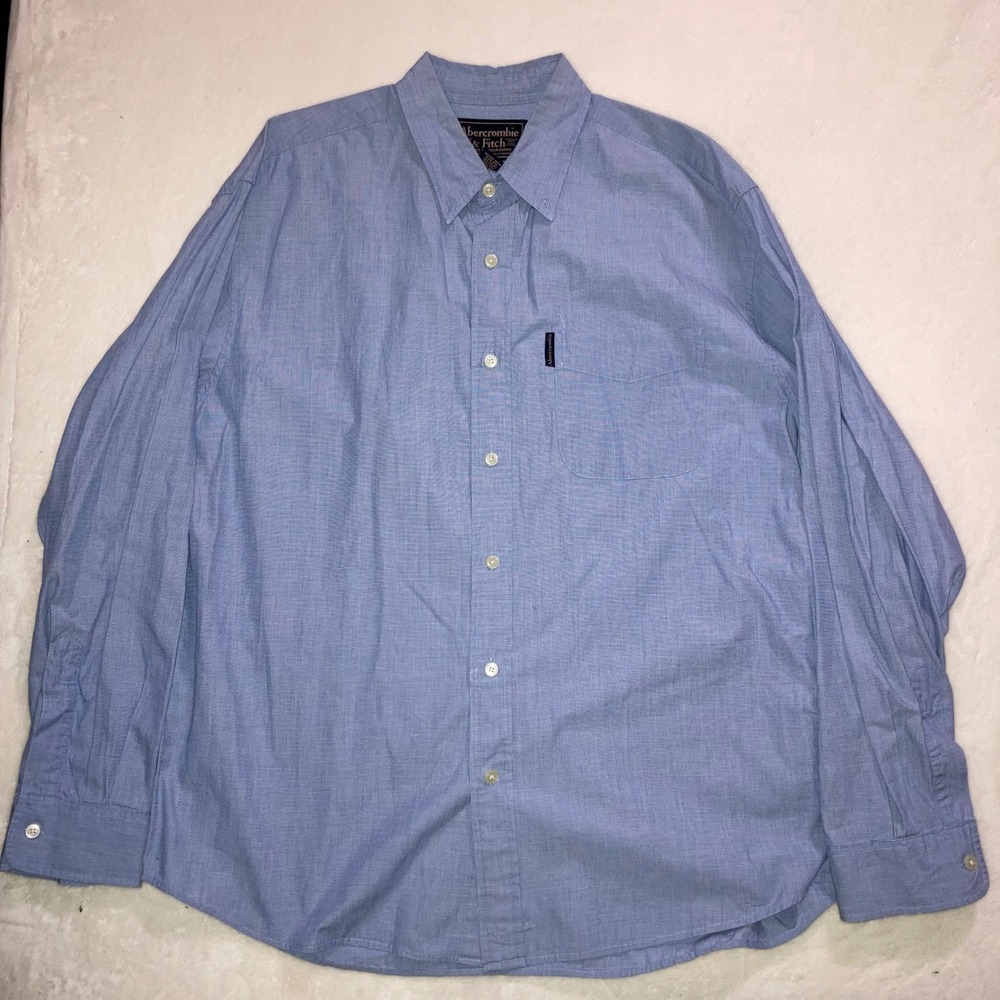 Abercrombie & Fitch‎ Mens Blue Long Sleeve Button Down Cotton Shirt Large